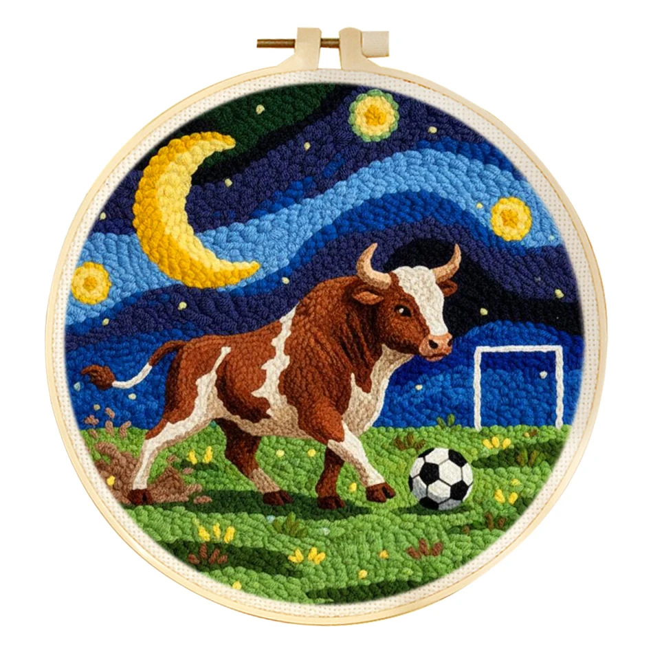 Embroidery Ideas For Bags - RUOPOTY パンチニードルフレーム ホームデコレーション ナイトカウ プレイフットボール クラフト用品