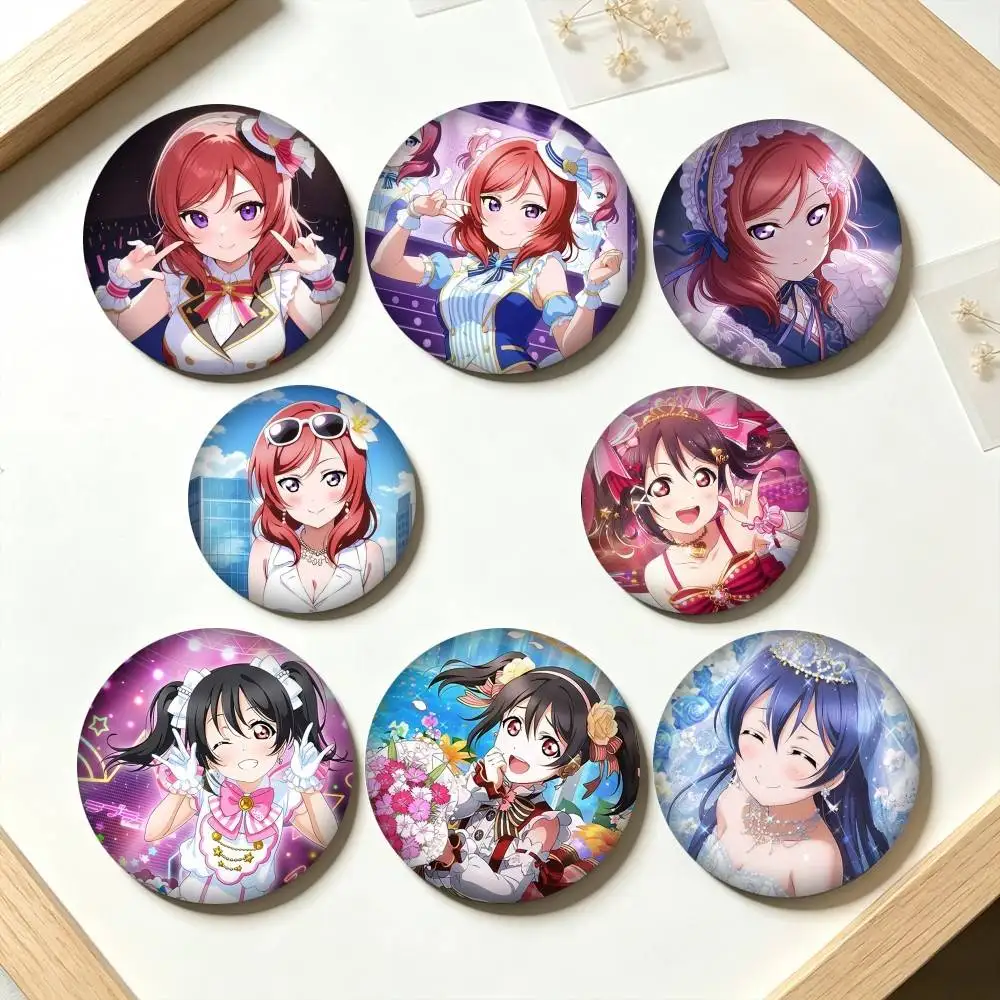 L-Love Live School Idol  25 32 44 58 75mm Badges Personalized Round Brooches Pins Accessory Gift