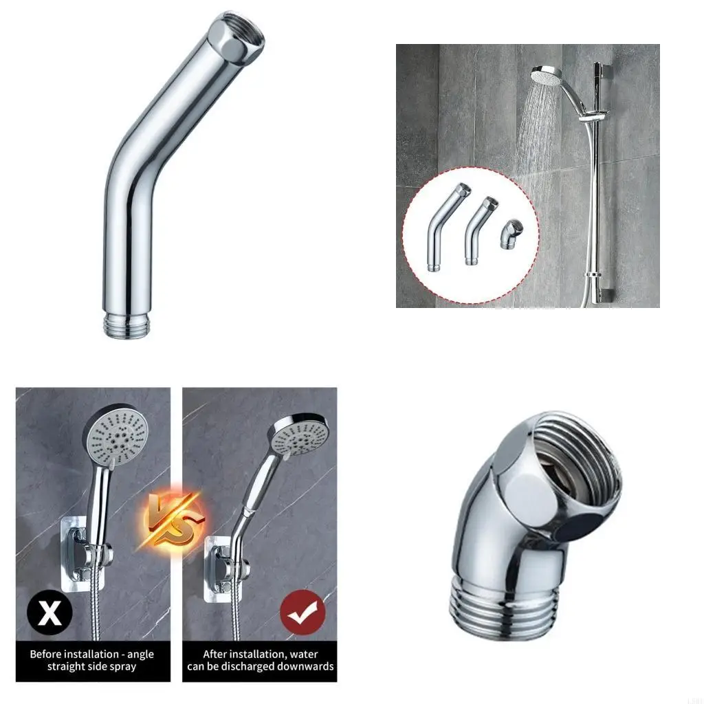 L9BE Practical Shower Head Elbow Adapter 45 Degree Male to Female Connectors Sturdy Stainless Steel Polished Chromes