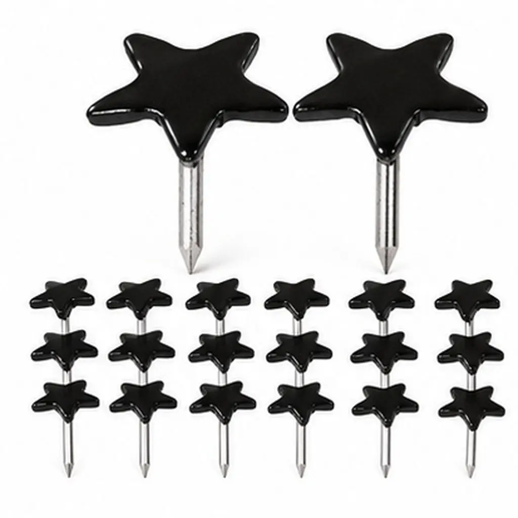 300 pcs Black Star Thumbtacks – Flat Head Push Pins for Cork Board, Office & School Decor