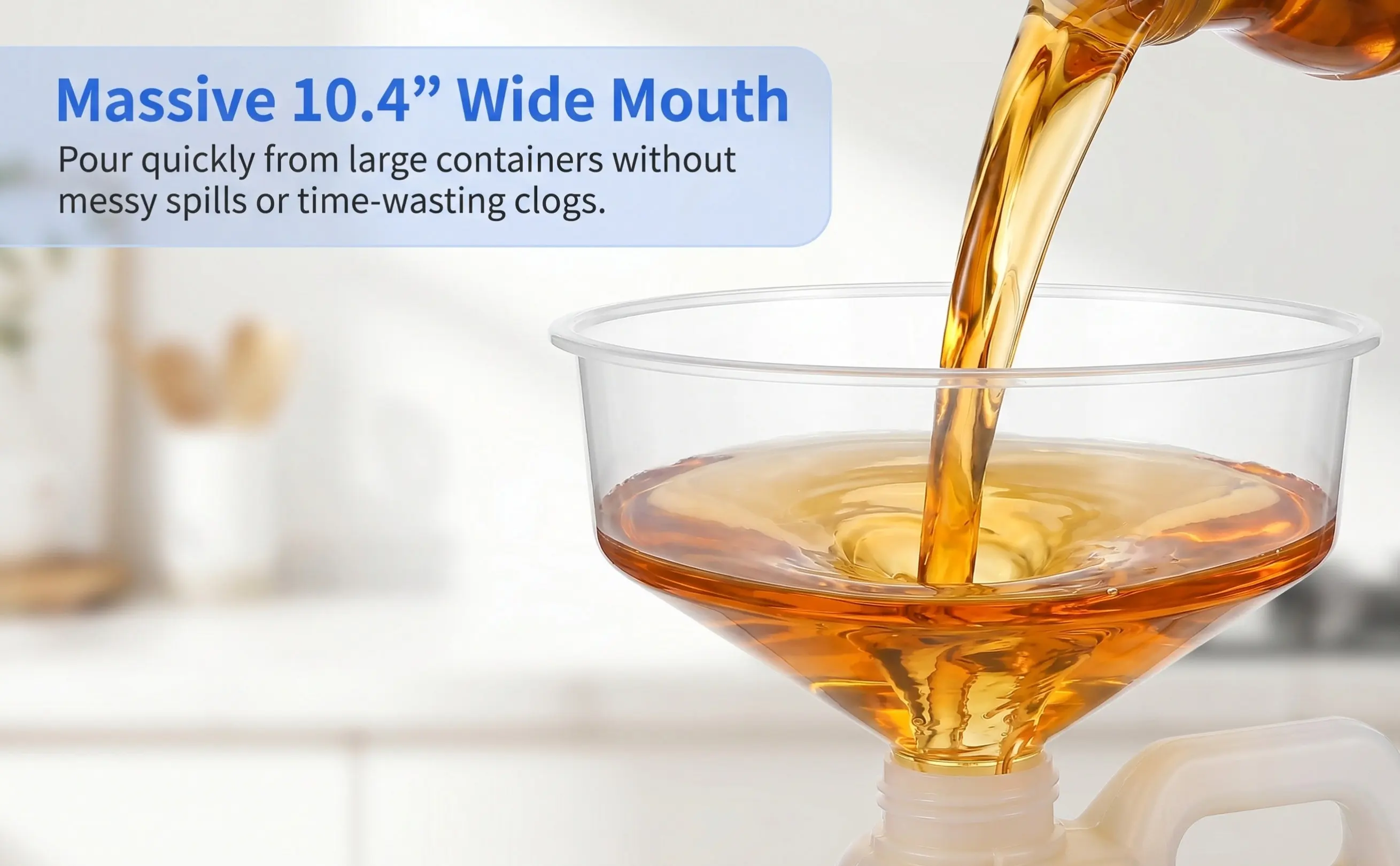Extra Wide Mouth Plastic Funnel Heavy Duty Liquid Filling Tool for Canning Bottling Kitchen Oil