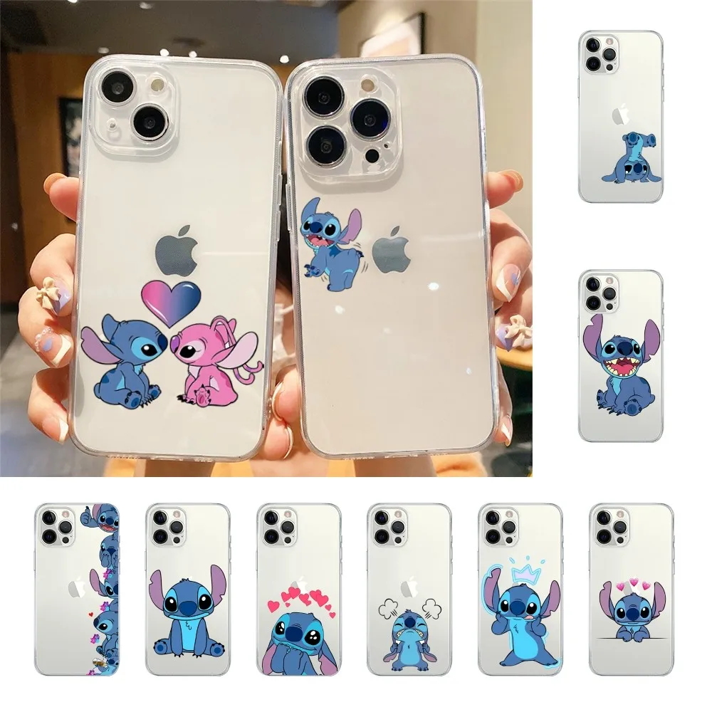 CartoonS-Stitchs Phone Case For Iphone 15 11 13 14 Pro Max 7 8 Plus X Xr Xs Max Se2020 12mini Transparent Cover