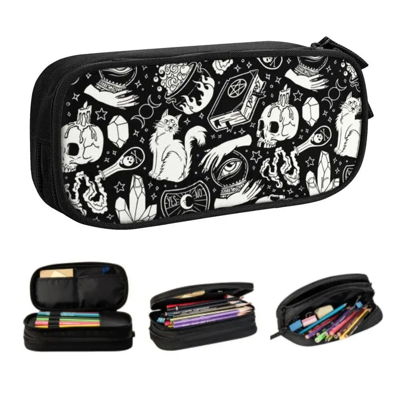 

Witchy Pattern Pencil Cases for Boys Large Capacity Witch Occult Supernatural Witchy Vibes Pagan Crystals Pencil Bag Stationery