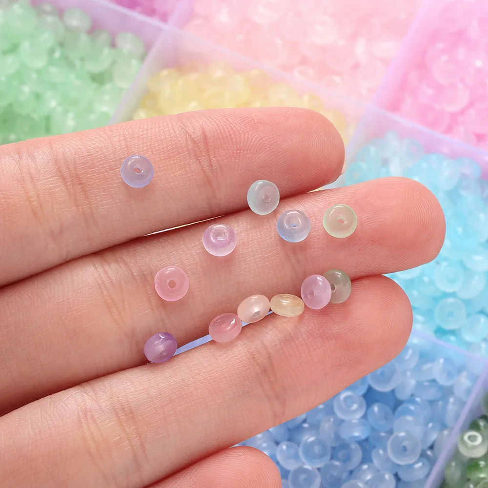 

2*4mm 300pcs Glass Abacus Spacer Beads For DIY Necklace Bracelet Making Flat Round Loose Beads With Holes Jewelry Accessories