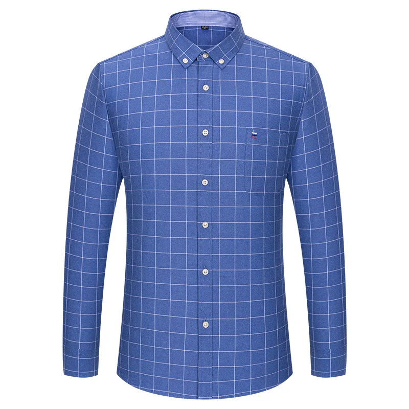 Chemise Oxford en Coton à Manches sulfpour Homme, Vêtement Décontracté à la Mode, Poche Unique, Coupe Standard, Col Boutonné