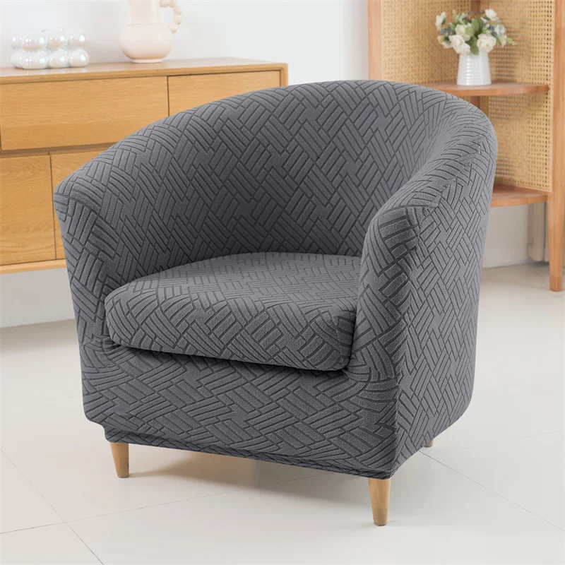 2 teile/satz Jacquard Club Tub Stuhl Abdeckung mit Kissen Abdeckung Elastische Sessel Schonbezug Rutschfeste Couch Abdeckung Möbel Schutz – Detail 11