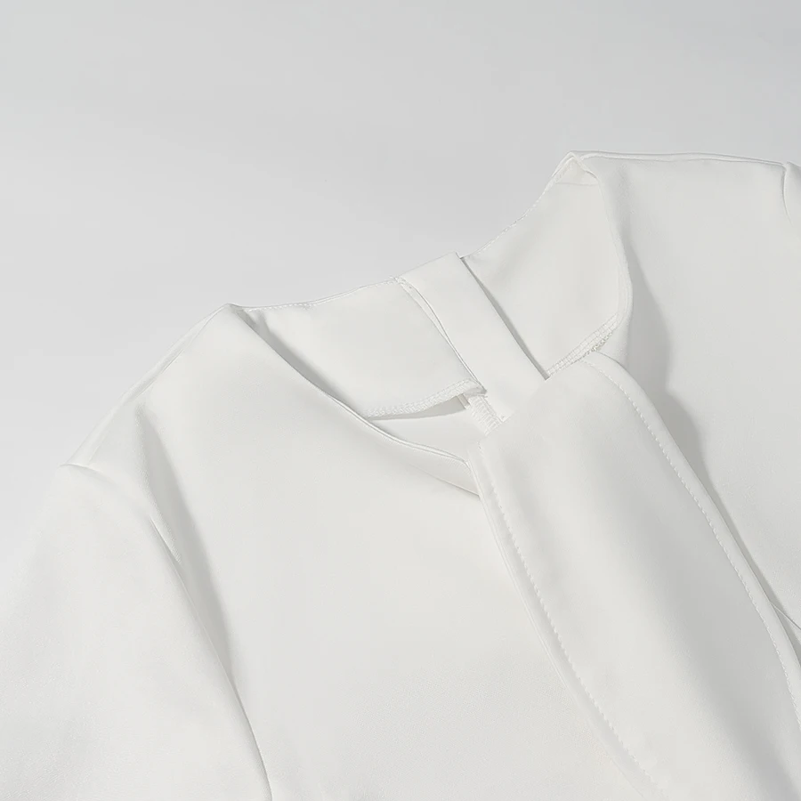 ชุดกระโปรงพลีทครึ่งตัวสำหรับฤดูร้อนสำหรับผู้หญิง เสื้อแขนสั้นคอกลมประดับริบบิ้นสำหรับใส่ทำงาน+กระโปรงครึ่งตัวอเนกประสงค์สำหรับผู้หญิง