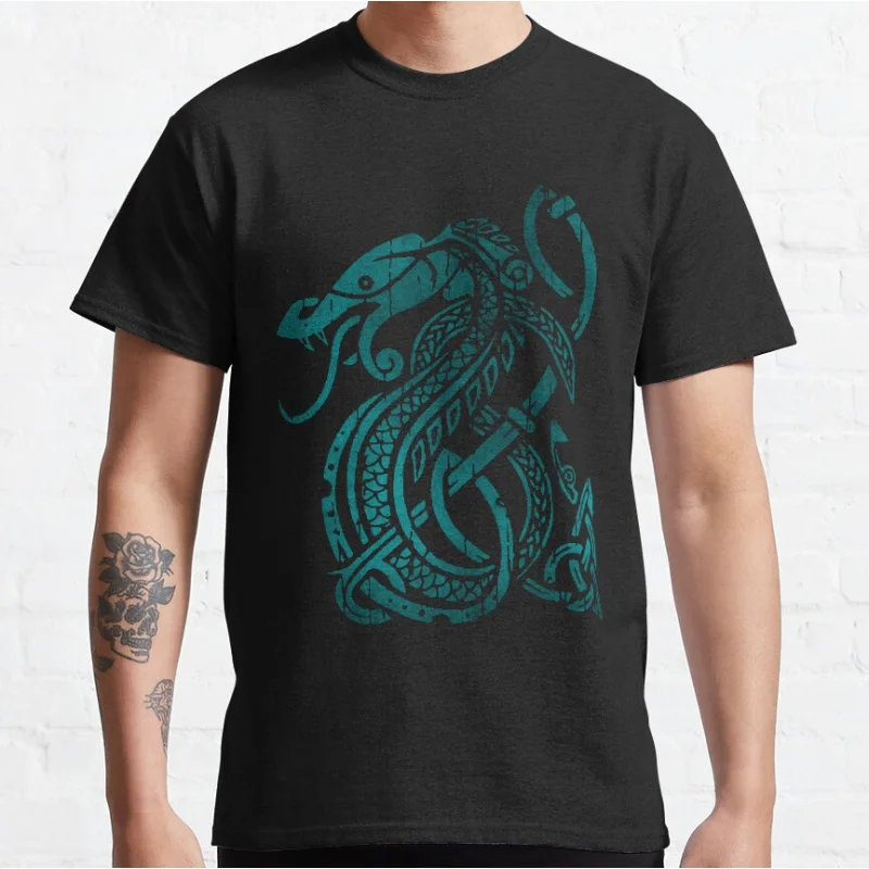 

Jormungandr The World Serpent Vikings Norse Mythology Viking Gift T-Shirt Walhalla Graphic clothes Large size tops