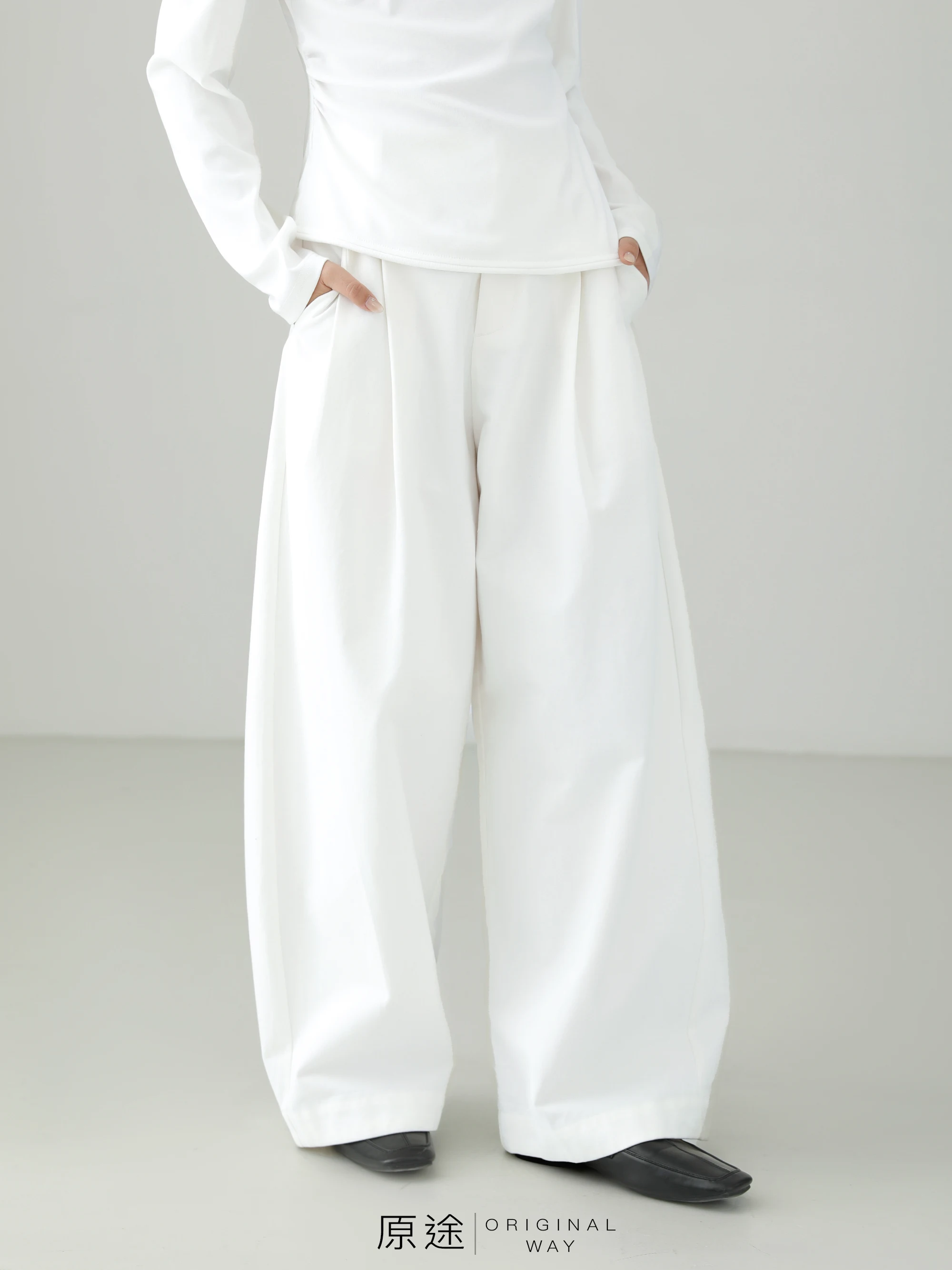 

Original Premium Cloud White Tailored Straight Leg Pants Women's Casual High Waist Cotton Spring Summer New Sle Versatile L...