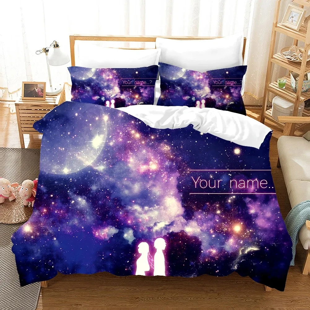 

Your Name Luxury Bedding Set Japan Anime Cartoon Duvet Cover Set Comforter Bedspread Linen Twin Single Size Printed Home Textile