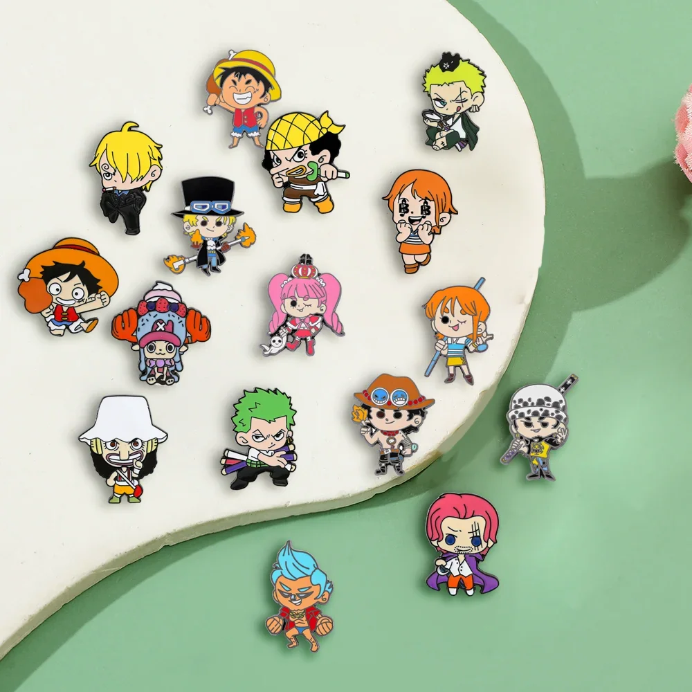 16 Pcs Character Brooch Q-version Sabo Monkey D. Luffy Nami Enamel Pin Backpack Clothing Jewelry Metal Badge Accessories Gifts - view 5