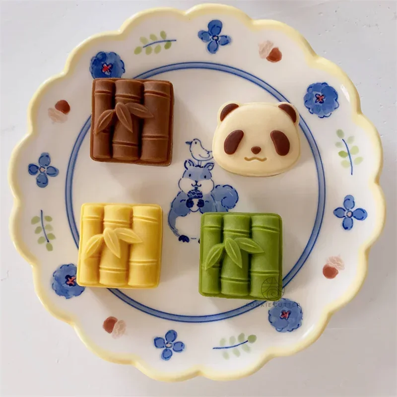 20g30g Mini Panda Bamboo Moon Cake Mold Cartoon Mung Bean Mooncake Mold Mid-Autumn Festival Hand Press Pastry Cake Mold