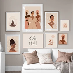 Boho Fashion Black Girls Party Leaves Wall Art Canvas Painting Nordic Poster And Prints Bar Wall Pictures For Living Room Decor