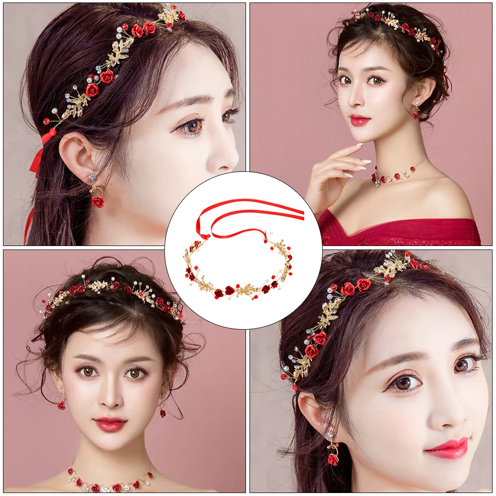 

Exquisite Pearl Alloy Fabric Headpiece Lady Headdress Fashionable Durable Travel Photography Gift Bride Girls Hair Band