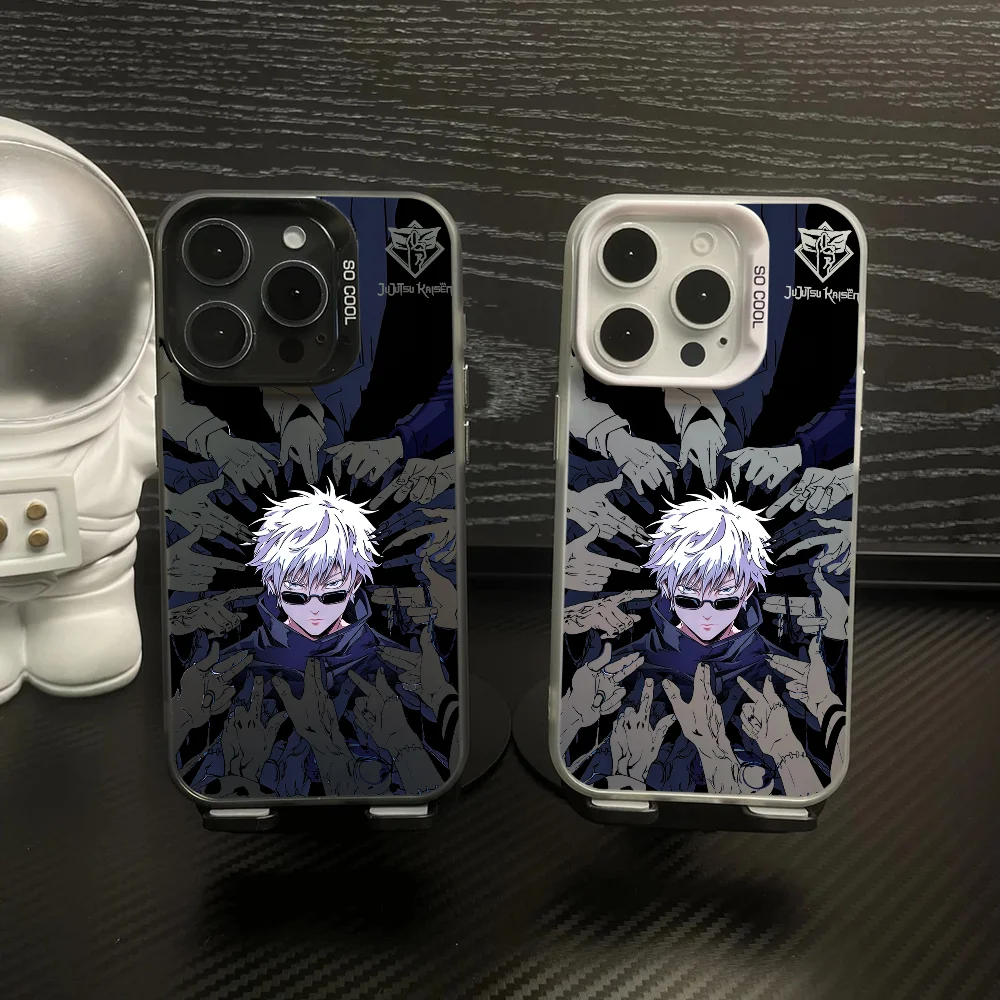 

Jujutsu Kaisen Satoru Gojo Anime Phone Case IMD Color Silver Shell For IPhone 16 15 14 13 12 Pro Max Plus