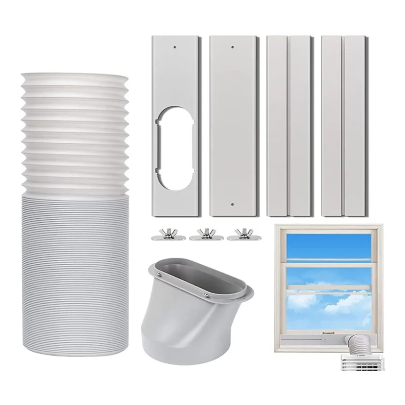 Portable Air Conditioner Window Vent Kit With 5.9In Exhaust Hose Seamless Adjustable Sliding Door AC Kit Window Seal Kit-AA26