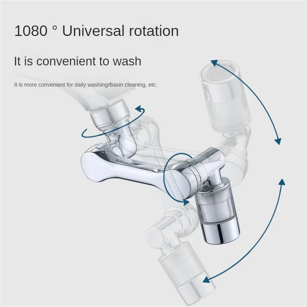 Stainless Steel 1080 Universal Rotation Faucet Robotic Arm Metal Swivel Extension Faucet Aerator Kitchen Sink Tap Splash Nozzle