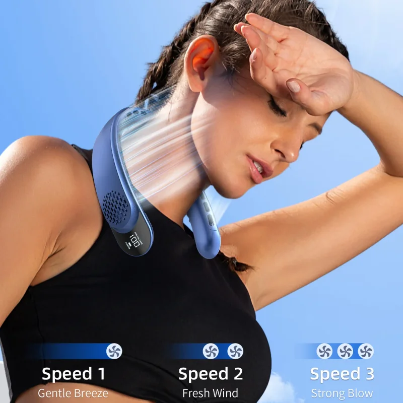 Xiaomi رباعية النواة USB الرقبة مروحة التوربينات Vaneless تصميم سهل التحكم 4000mAh شاشة ديجيتال لمروحة محمولة في الهواء الطلق هدية الصيف