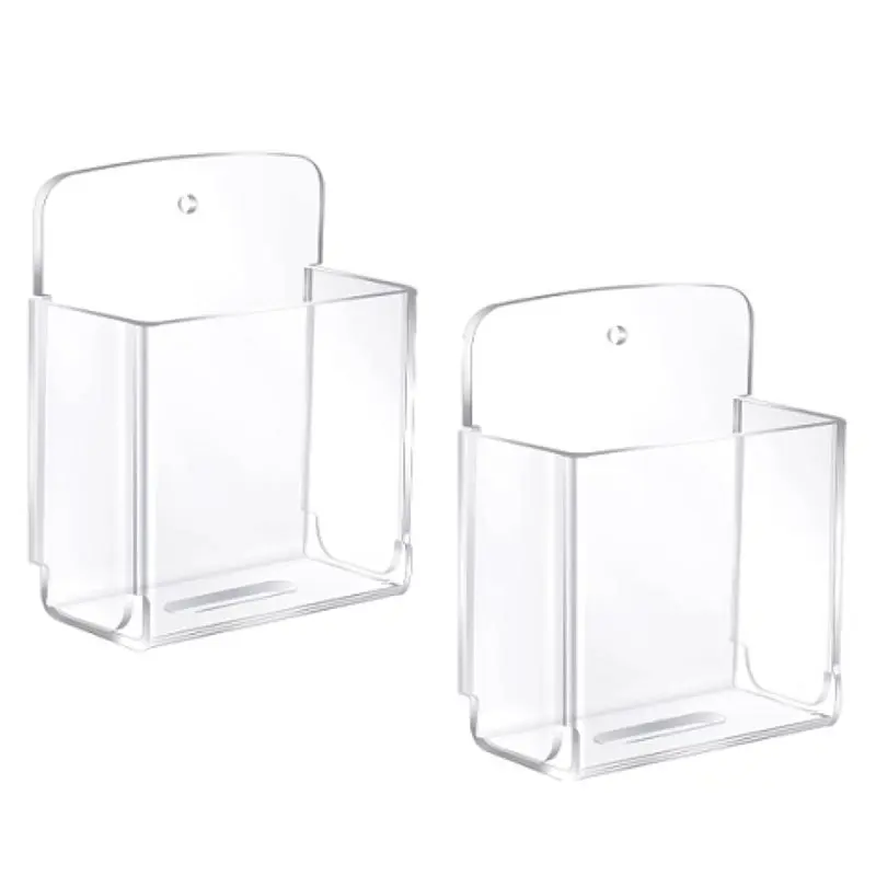 【RECOMMEND】Pack Of 2 Acrylic Remote Control Holder Adhesive Wall Mount Organizer Media Storage Box Phone Holder