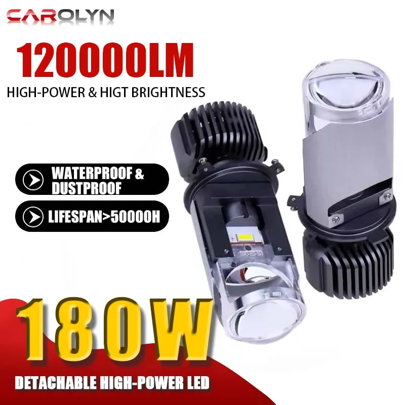 

Carolyn 1-2pcs mini H4 Projector Lens LED Car Headlight Bulbs Turbo Auto Bulb H4 High Low Light lamp bulb Led Lights