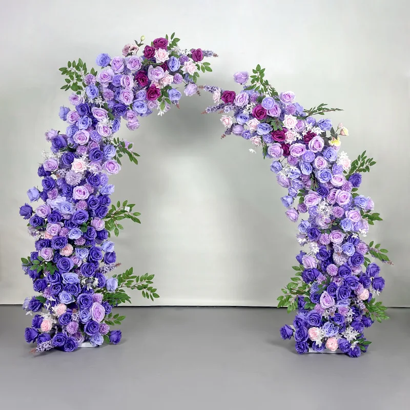 145cm Outdoor Wedding Arch Purple Horn Flower Arrangement Wedding Stage Decoration Window Display Artificial Flowers