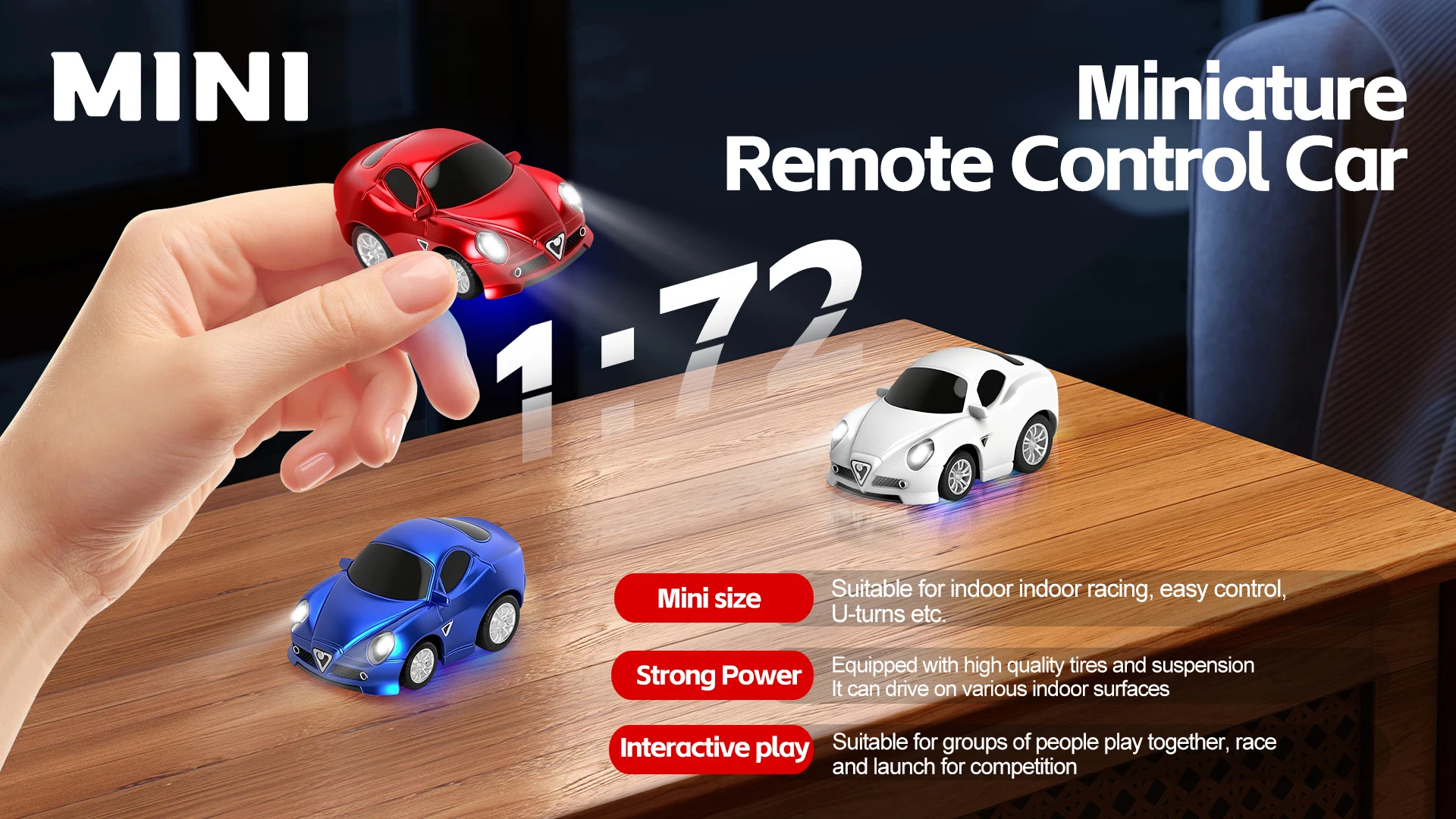 Wltoys Q7201 1:72 Mini Remote Control Car 4WD RC Desktop 3 Speed Adjust Racing Car with Gyroscope Shock Absorber