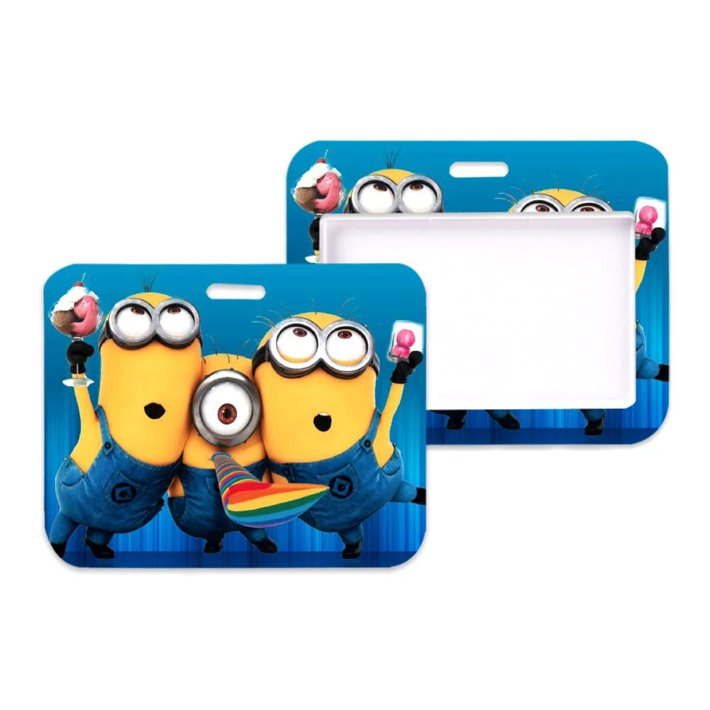 Minions ID Horizontal Badge Holder, bonito cartão de crédito, bolsa de pescoço, cordão com desenho animado escudo para estudantes, venda quente, 2024