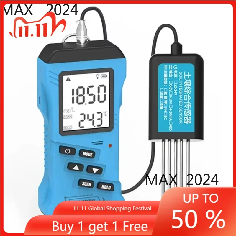 

7 in 1 Rapid Soil tester Meter Nitrogen Phosphorus Potassium N P K pH Humidity Moisture Nutrient Conductivity Tester EC Meter