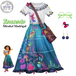 Encanto Anime Mirabel Cosplay Costume Princess Dress Top Skirt Outfit for Women Girls Performance Christmas Gift with Wig