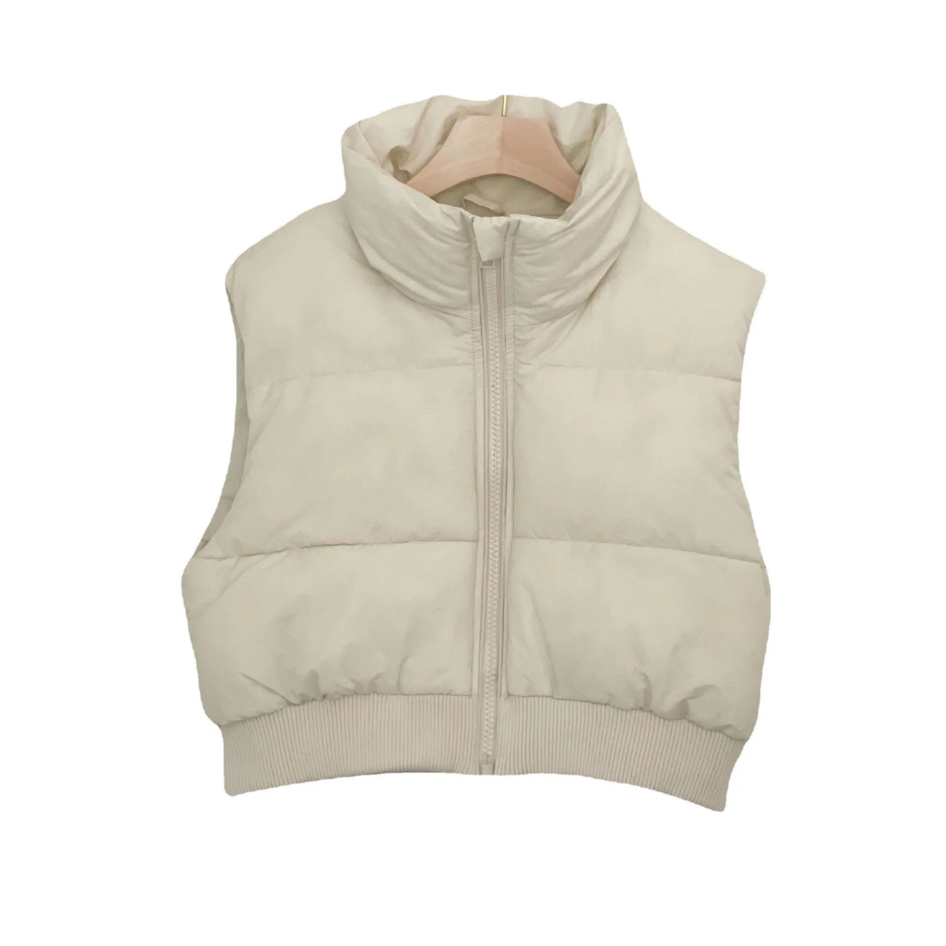 Stand Collar Slim Fit Vest Regular Length Street Style with Open Front Summer Streetwear Zipper Closure Cardigan Women Vest