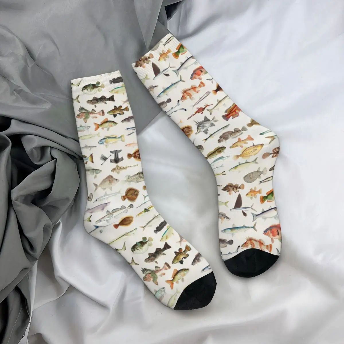 Fish Chart Socks Ocean Kawaii Stockings Spring Anti Skid Women Men Socks Comfortable Printed Running Sports Socks