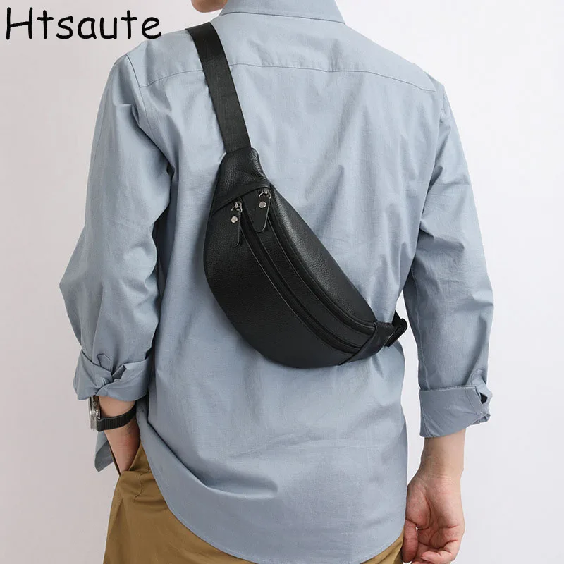 

Men's Waterproof PU Leather Crossbody Waist Bags for Outdoor Sports Running Chest Pack Business Multifunctional Fanny Packs