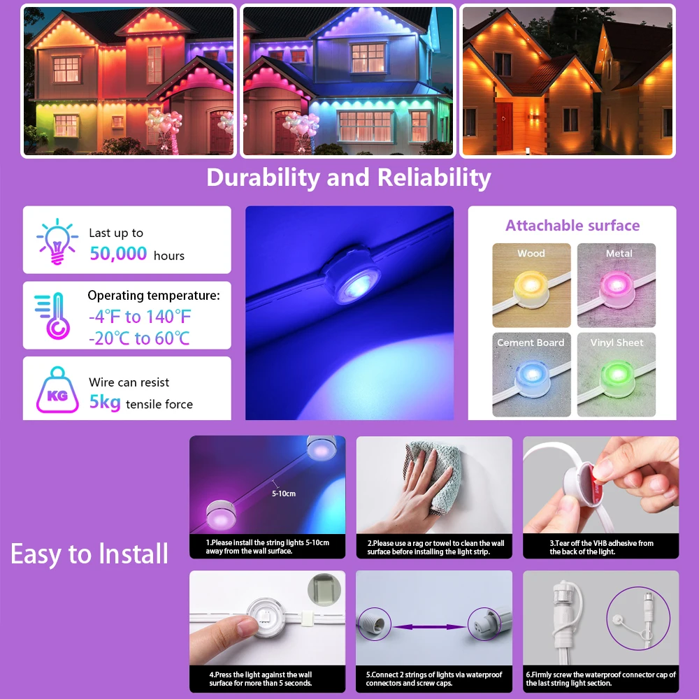 スマートWIFI RGB屋根裏照明屋外ライト防水常設ライトク - Smart Garden Outdoor のレビューと価格
