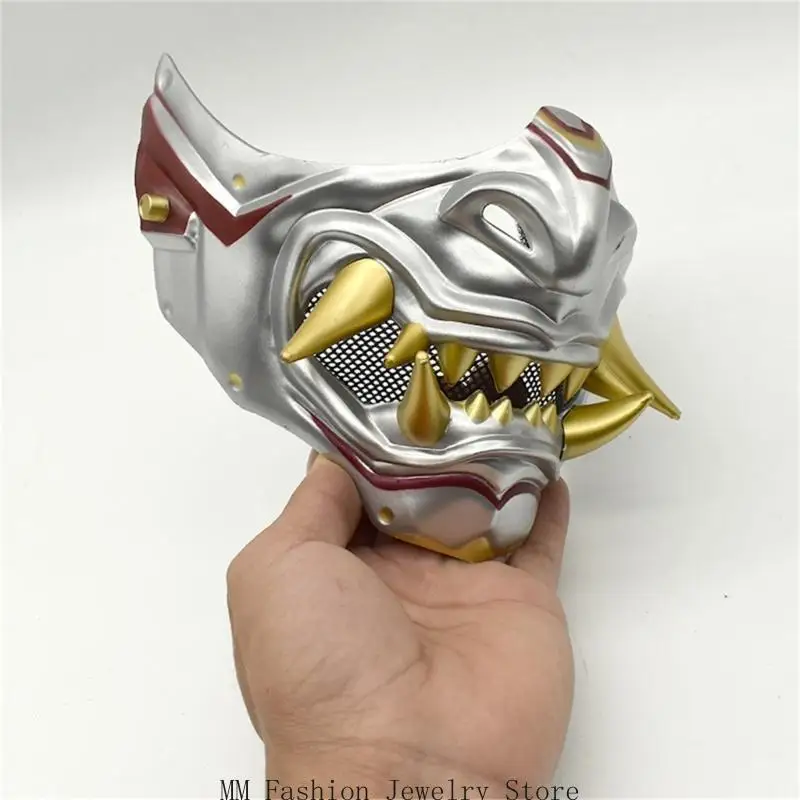 D0UB Mặt nạ nửa mặt Mặt nạ Halloween Mặt nạ mặt nạ Nhật Bản Mặt nạ hóa trang cho người đàn ông