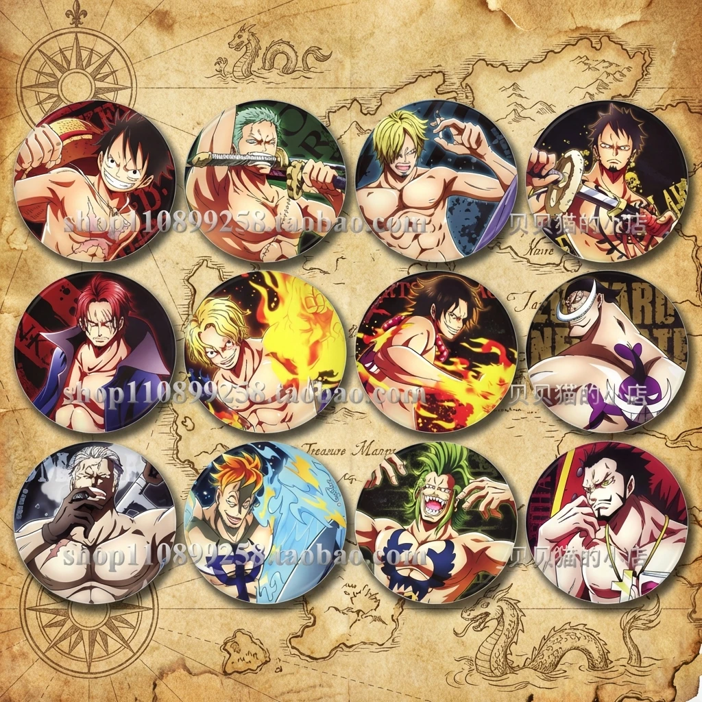 

One Piece Anime Badge Luffy Zoro Nami Sanji Chopper Robin Franky Brook Jinbe Ace Sabo Trafalgar Law Shanks Mihawk Anime