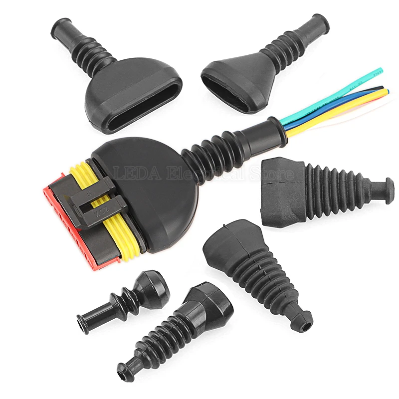 1 2 3 4 5 6 Pins Waterproof Automotive Wire Connector Cover Rubber Dustproof Silicone Sleeve For Connector DJ7021-1.5