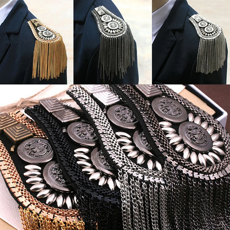 1pc Tassel Handmade Shoulder Jewelry Tassel Rhinestones Epaulettes Clothing Accessories Brooch Epaulet Shoulder Brooches