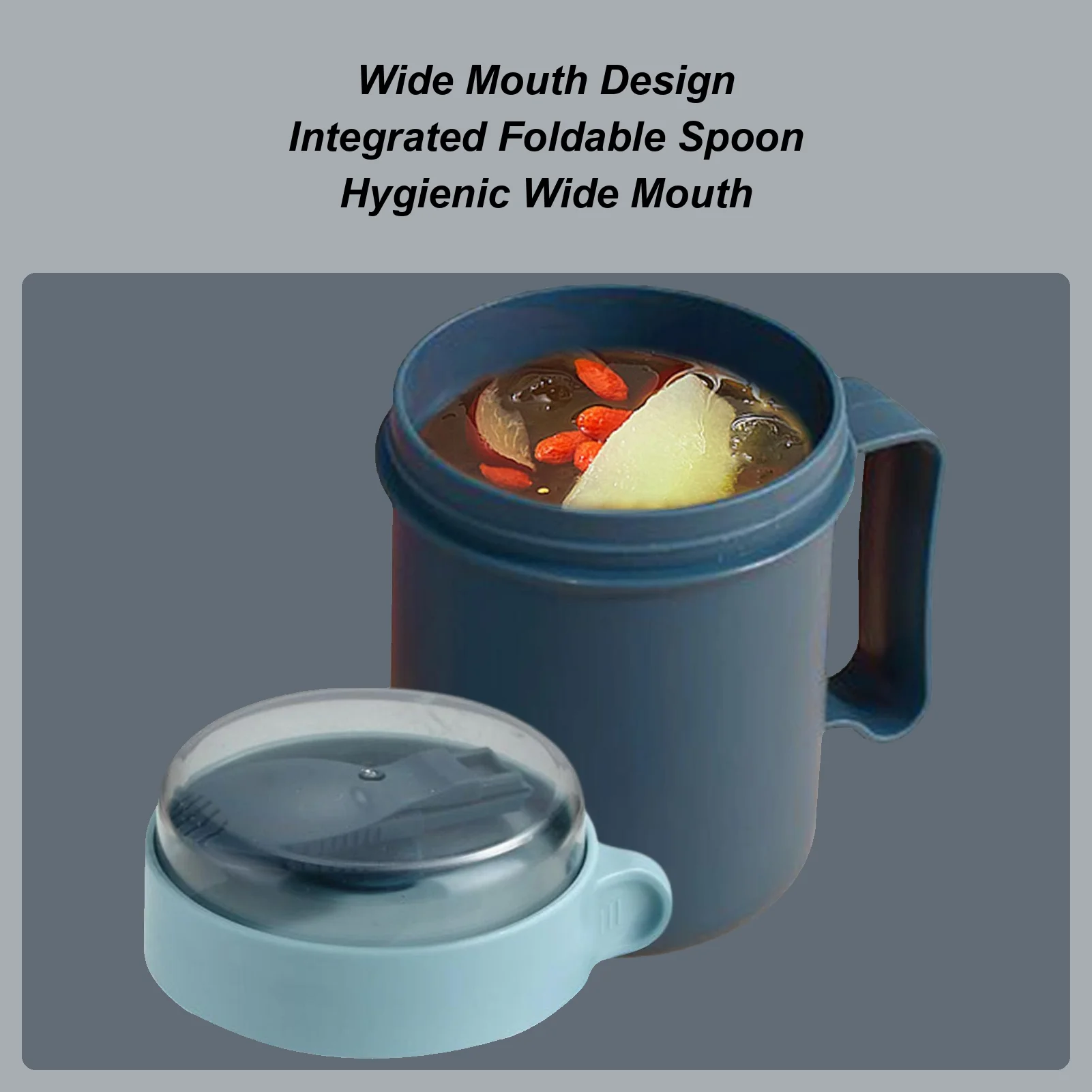 

Дорожный контейнер для супа, 500 мл, миски для хлопьев с широким горлышком и складной ложкой, миски для супа с ручками для школы, офиса, путешествий на открытом воздухе