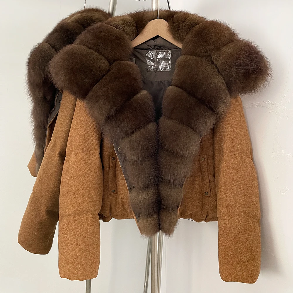 Echte Natuurlijke Vossenbont Mode Bont Jas Dikke Vrouwen 2025 Nieuwe Winter Warme Luxe Puffer Jas Vrouwelijke 90% Witte Eendendons jas