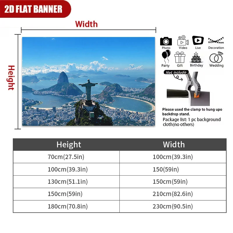 Large Panoramic Christ the Redeemer Rio de Janeiro Wall Tapestry Canvas Tropical Brazil Cityscape Print Home Decor Wall Art Post