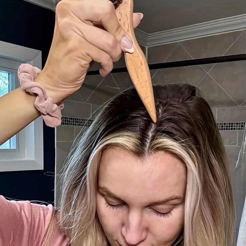 قطعة واحدة من فرشاة الشعر، مقبض من خشب الزان الطبيعي، أداة تصميم الشعر، فرشاة شعر مشط خلفي، تستخدم لتمشيط الحواف والظهر وتصفيفه