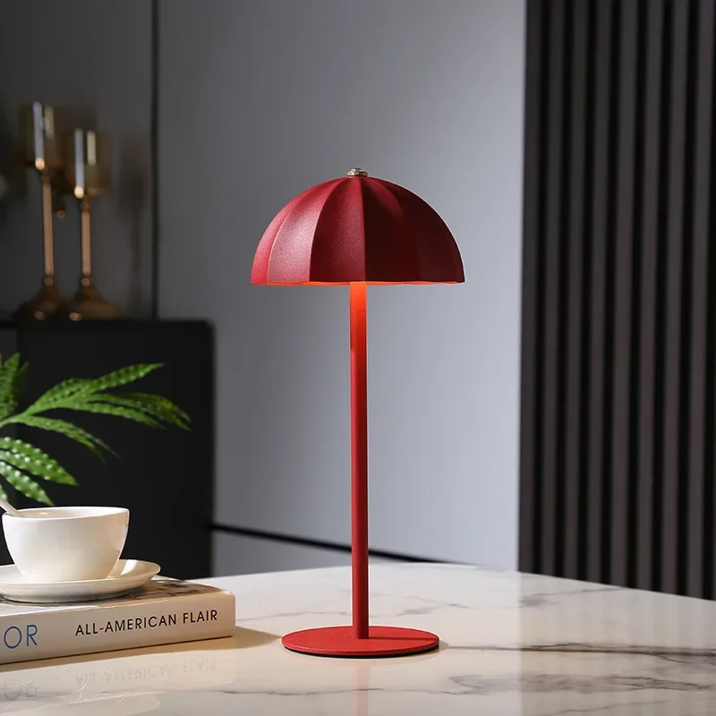 Modern Table Lamp Mushroom Night Light Rechargeable Bedside Lamp Atmosphere Lighting Fixture