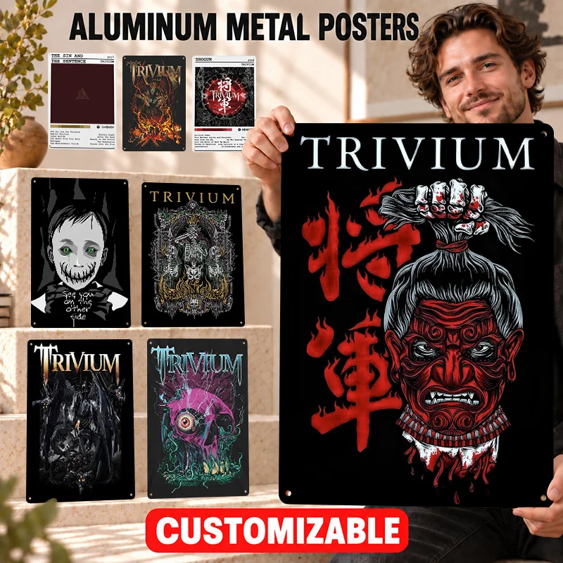 Trivium Textured Metal Posters Aggressive Stage Design Entertainment Room Wall Art Customized Aluminum Sign Gift For Rock Fans