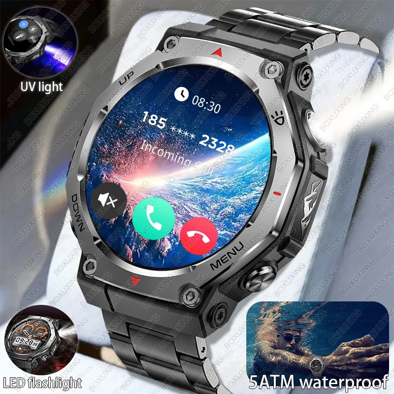

Смарт-часы для T-Rex 3 Ultra Outdoor с фонариком/УФ-светом, водонепроницаемые, Al Voice, 525 мАч, Bluetooth-вызов, спортивные мужские умные часы