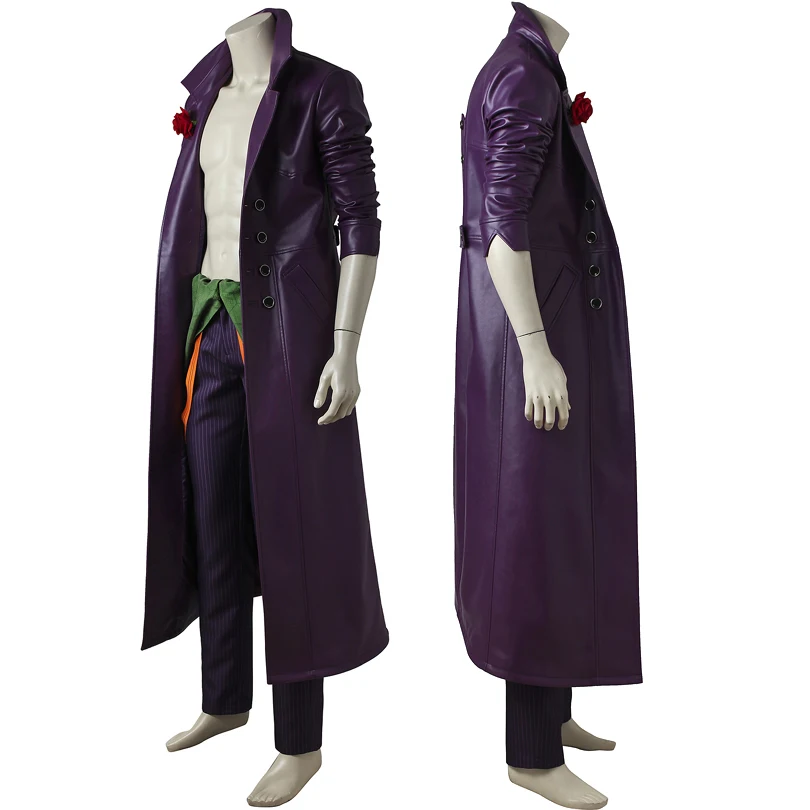 Halloween Carnival Clown Outfit With Purple Coat Game INJUSTICE 2 Cosplay Costume Villain Joker Clothing For Adult Men