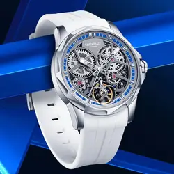 Fashion Skeleton White Automatic Mechanical Men Watches Top Quality Hollow Out Luxury Steel Case reloj hombre