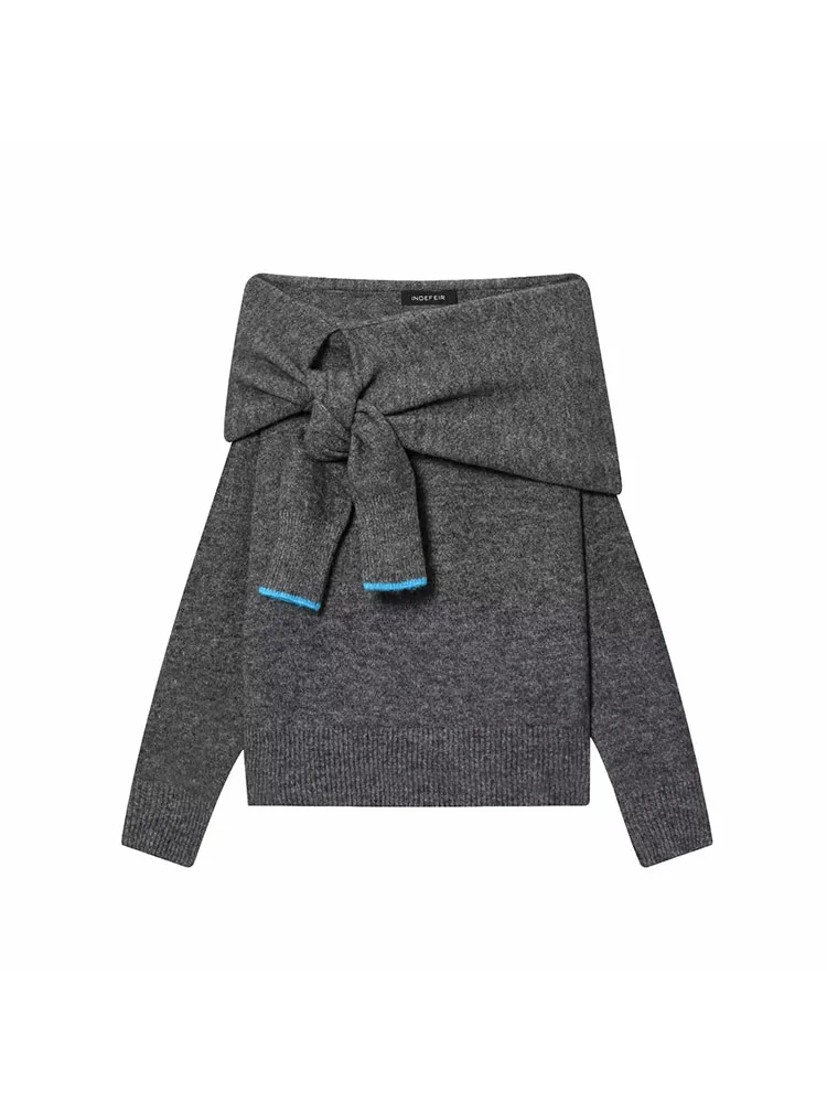 

Women 2025 Autumn New Casual Chic Women Sweater Solid Off-shoulder The Shoulder Long Sleeve Knit Sweater Fashion Sweater