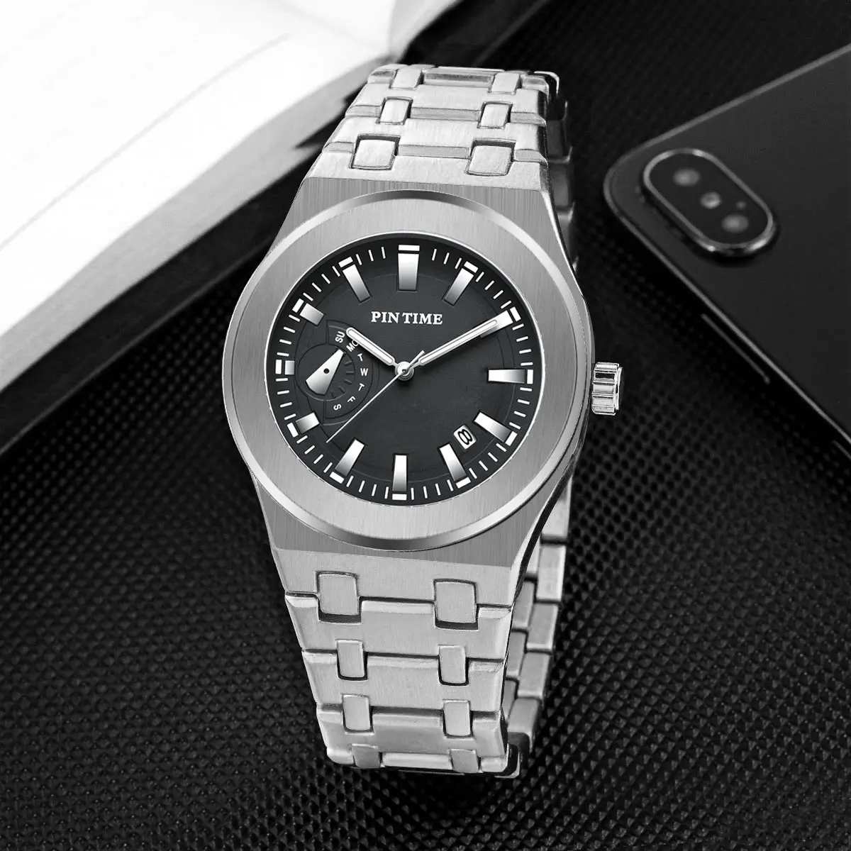 PINTIME Men\'s Watch Simple And Fashionable Quartz Watch 2024 High-end Leisure Waterproof Calendar Can Be Customized