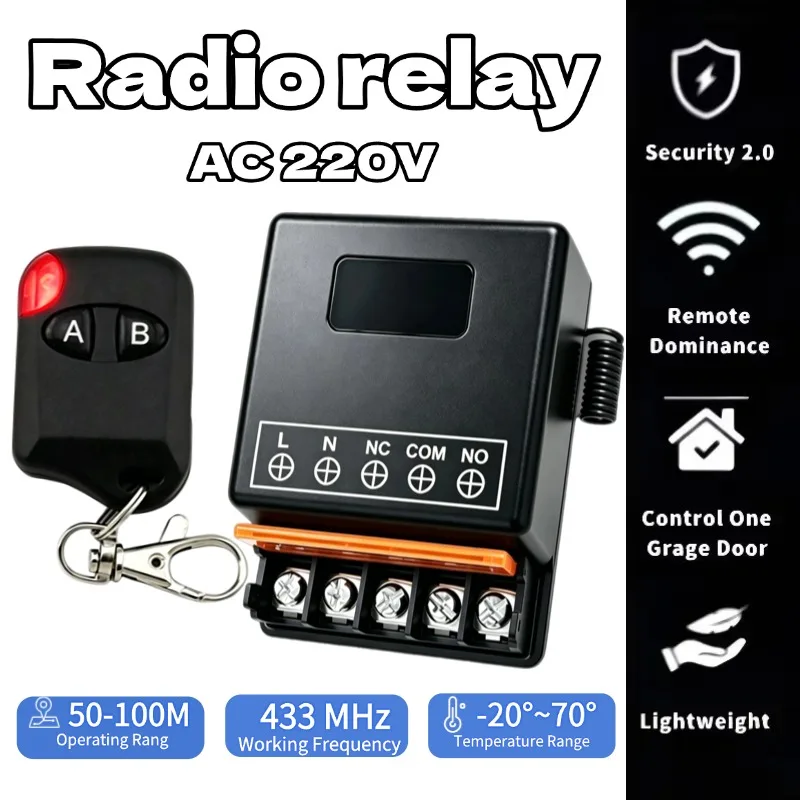 AC220V 433Mhz Remote Control Switch Hign Power On off Remote Control Transmitter for Water Pump Motor LED/Electric Appliance