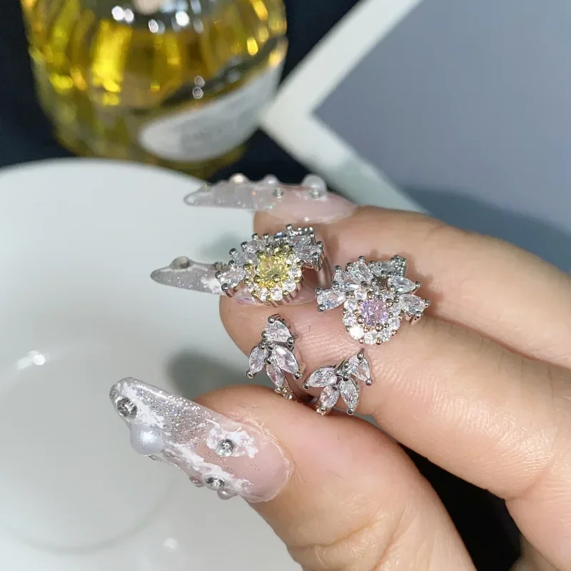 MDLFES Mo!ssan الماس نمط خمر الأحجار الكريمة الملونة مزاجه الصغيرة كبار الشعور الدائري الإناث 18K مطلي #4